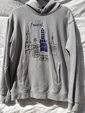 Coach Gray Crewneck Sweatshirt with Navy Cityscape Embroidery